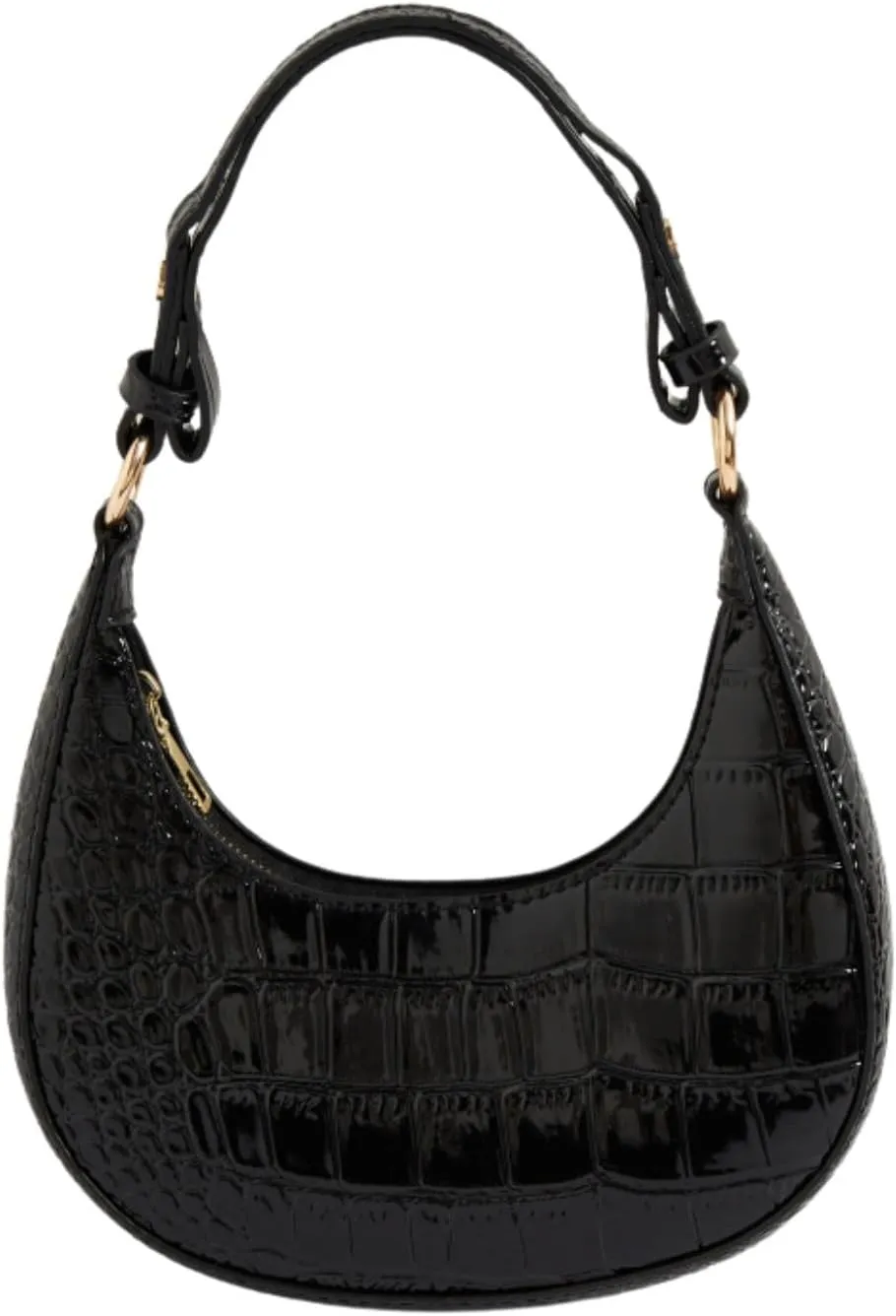 Verdusa Women's Crocodile PU Leather Hobo Shoulder Bag Small Purse Zipper Top Handle Crescent Bag