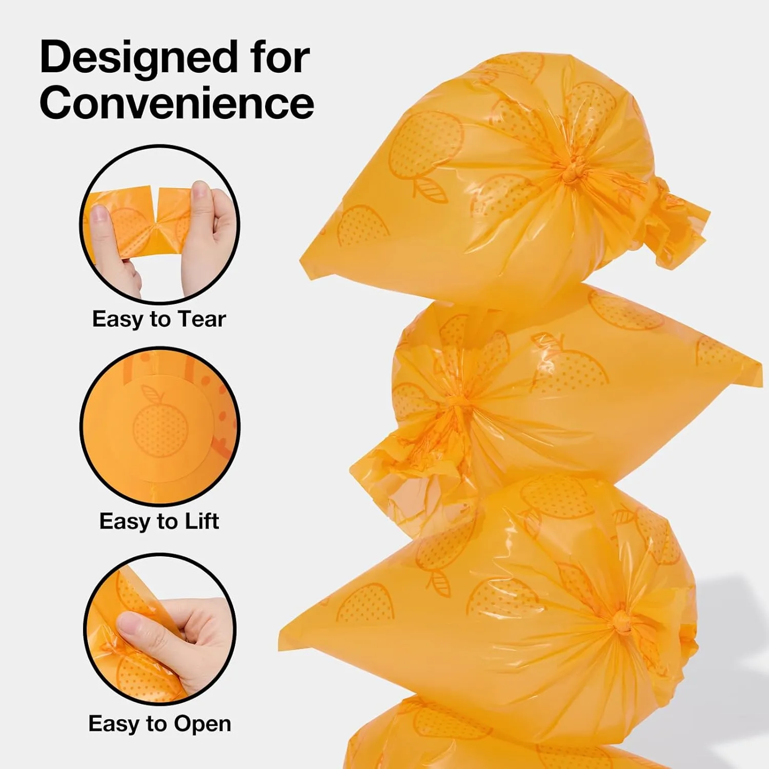 VETRESKA Citrus Scented Dog Poop Bags, Leak Proof, Extra Thick and Large Pet Waste Bags for Dogs Walking, Cat Litter and Babies' Diaper, 300 Count Bags (20 Refill Rolls), Orange