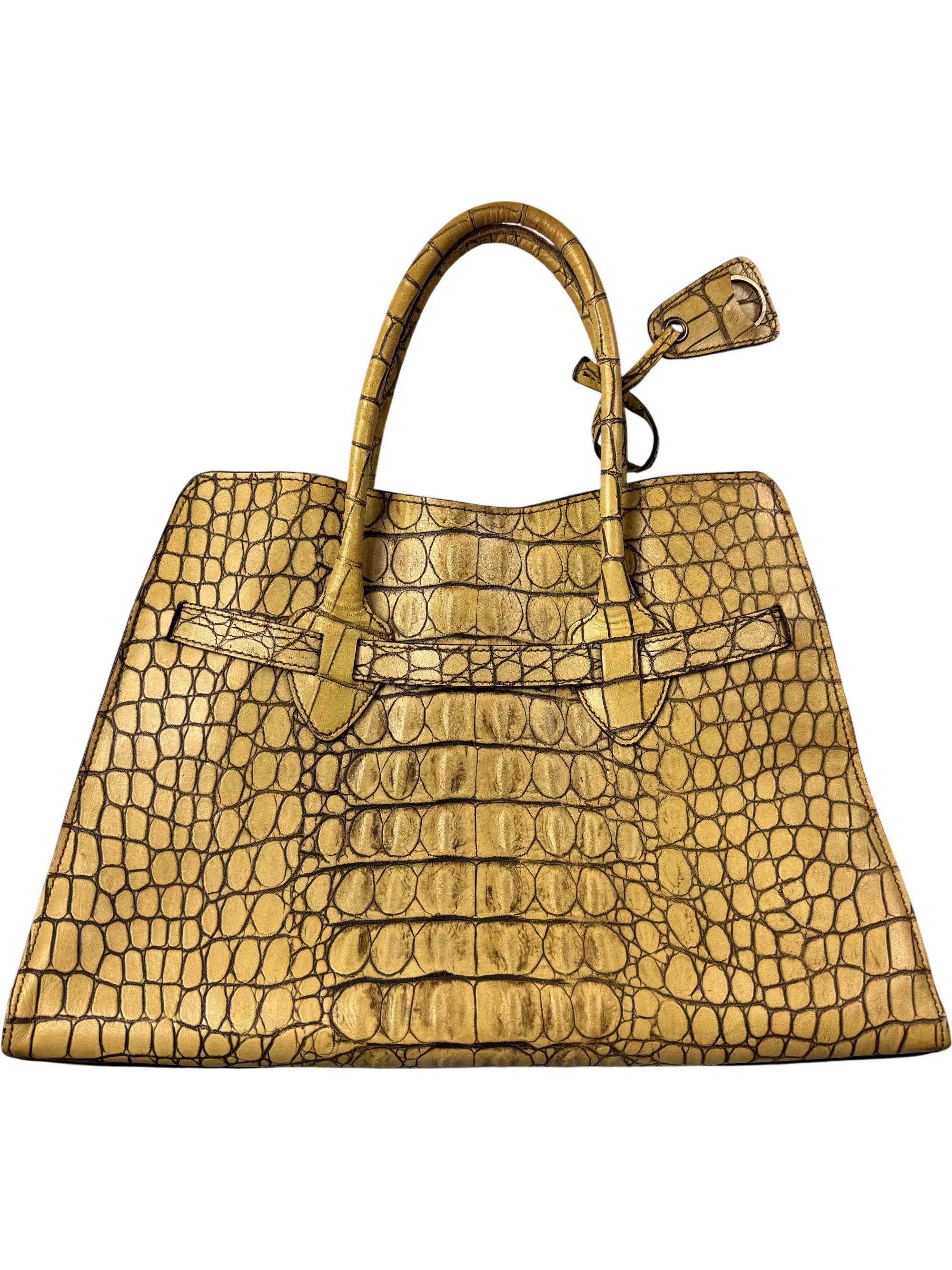 Vintage Miu Miu Beige Crocodile Leather Handbag