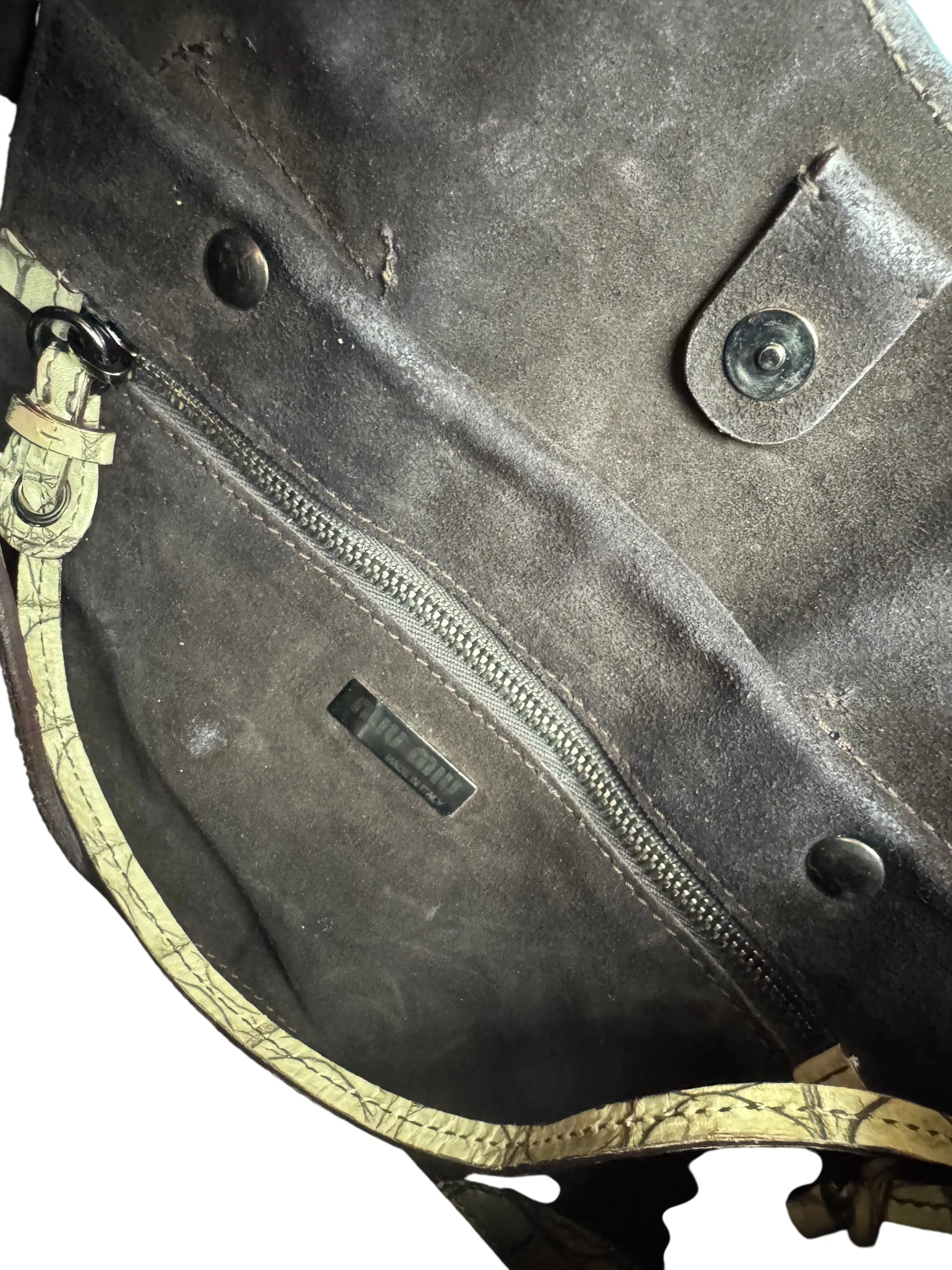 Vintage Miu Miu Beige Crocodile Leather Handbag