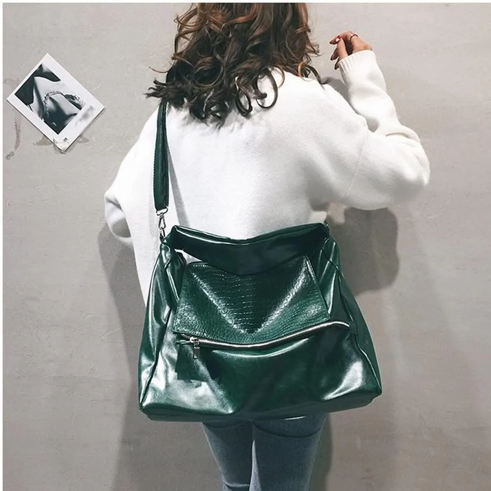 Vintage Tote Bags for Women Leather Satchel Hobo Handbags Crocodile Laptop Shoulder Business Laptop Messenger