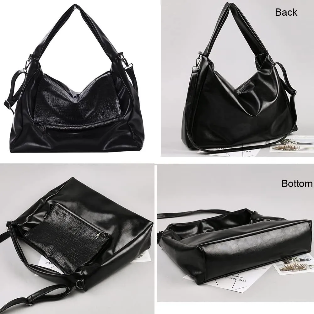Vintage Tote Bags for Women Leather Satchel Hobo Handbags Crocodile Laptop Shoulder Business Laptop Messenger