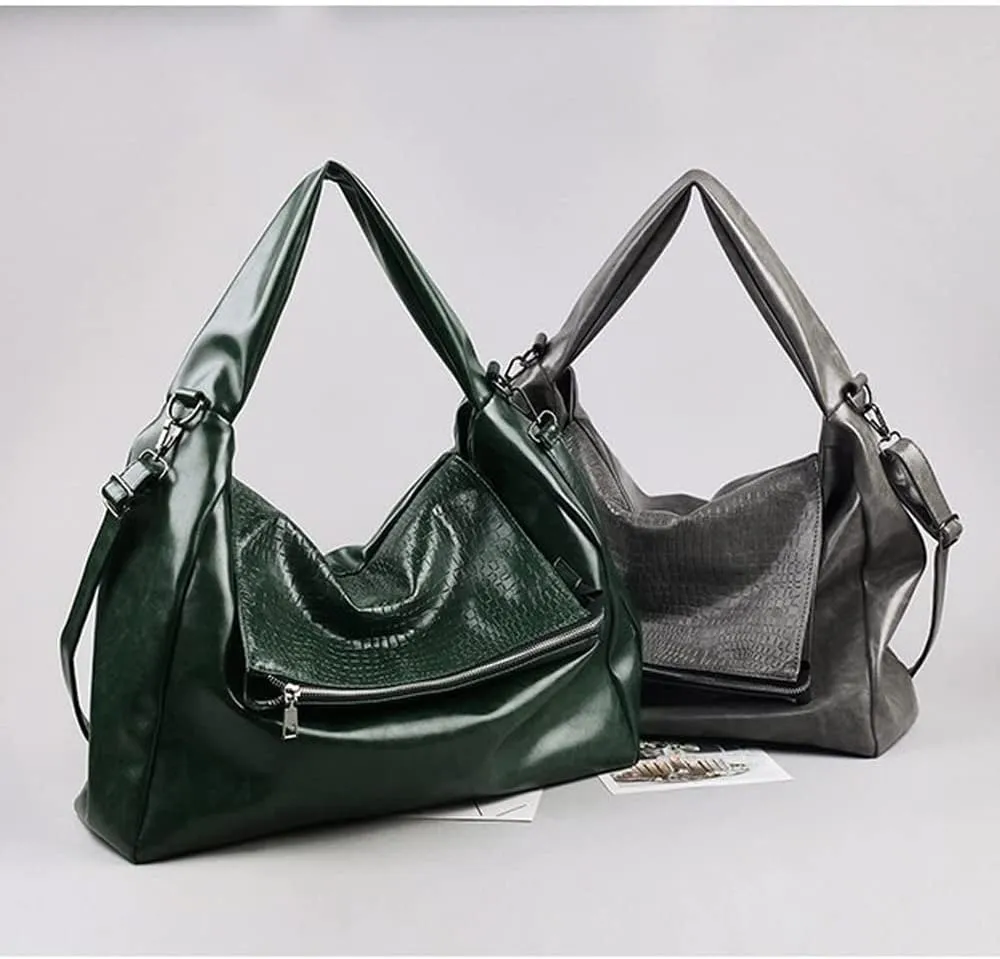 Vintage Tote Bags for Women Leather Satchel Hobo Handbags Crocodile Laptop Shoulder Business Laptop Messenger