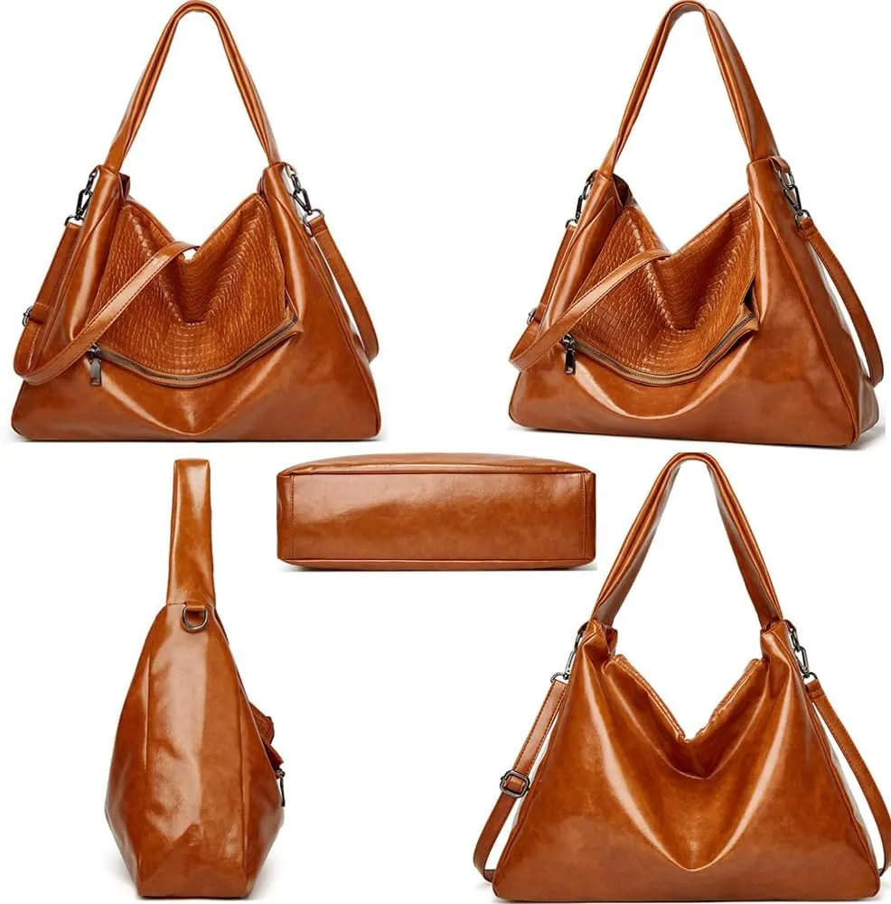 Vintage Tote Bags for Women Leather Satchel Hobo Handbags Crocodile Laptop Shoulder Business Laptop Messenger