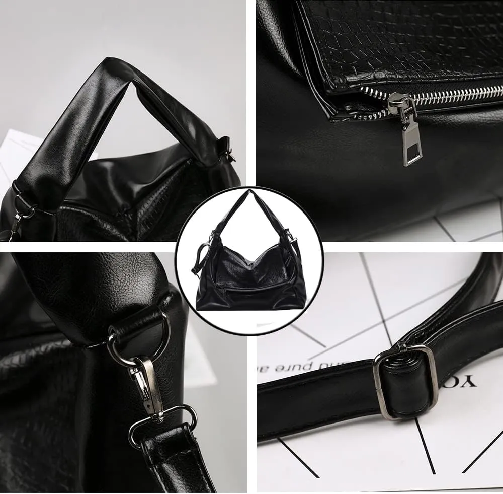 Vintage Tote Bags for Women Leather Satchel Hobo Handbags Crocodile Laptop Shoulder Business Laptop Messenger