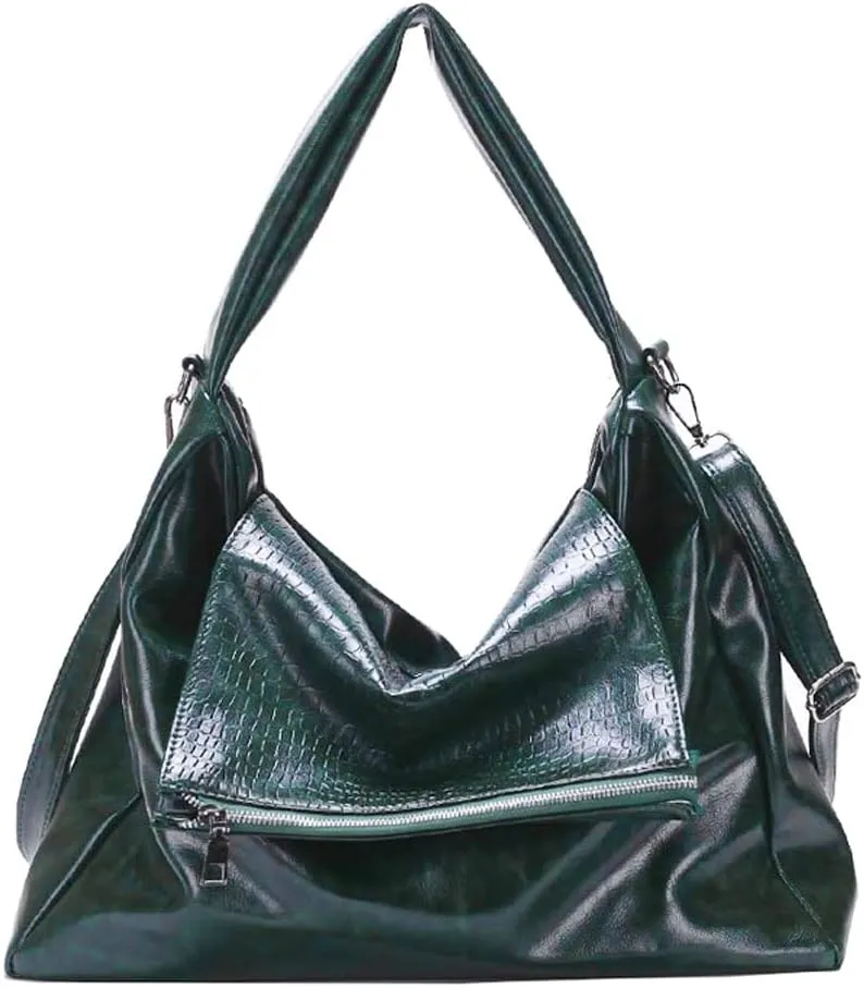 Vintage Tote Bags for Women Leather Satchel Hobo Handbags Crocodile Laptop Shoulder Business Laptop Messenger