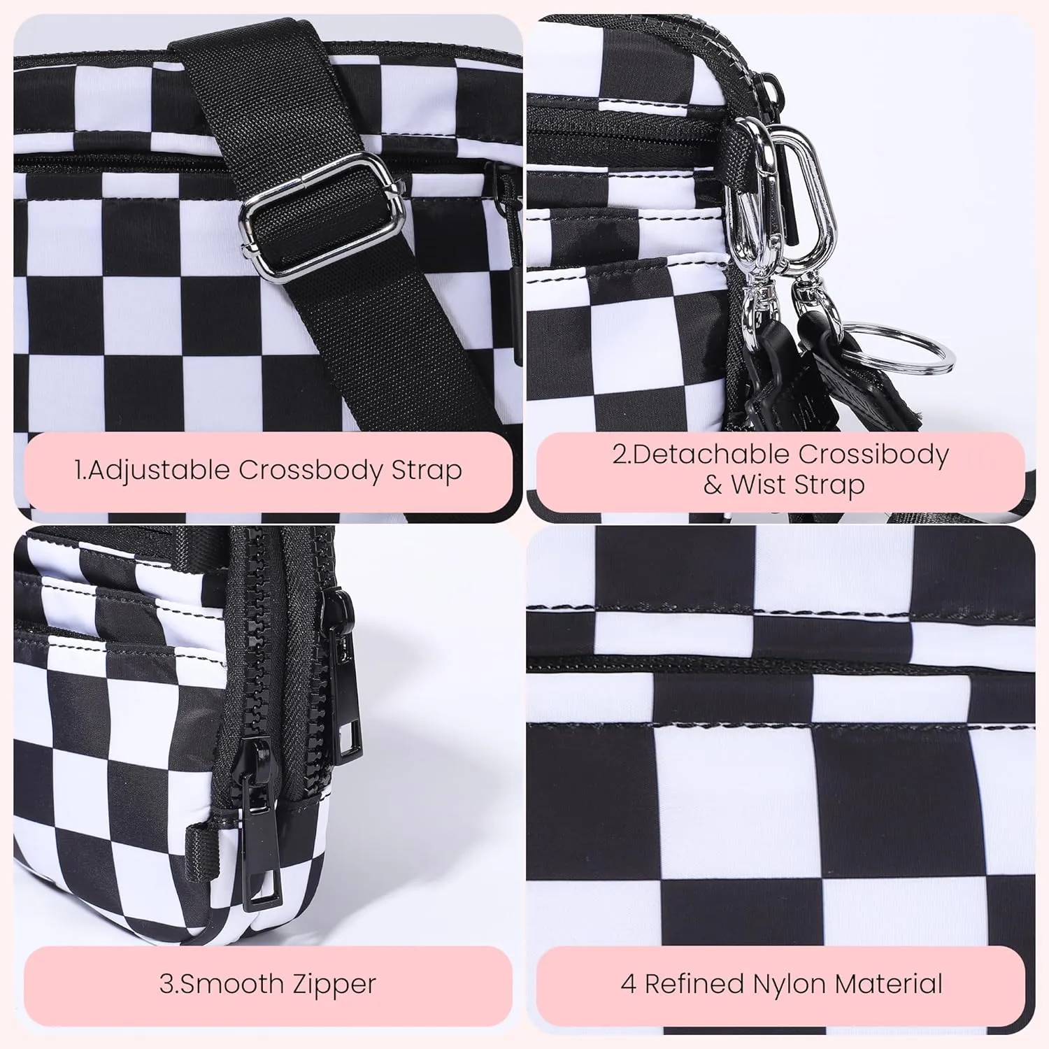VONAL Wristlet Wallets for Women, RFID Wristlet Purse Built in Wallet, Small Nylon Crossbody Bags, Credit Card Holder