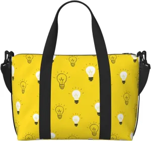 VOSERY Laptop Tote Bag for Women Work - Bulb Shiny Pattern yellow Gym Bag for Women Men, Personal Item Crossbody Travel Bags for Women Men Carry On, Overnight Weekender Bags for Women Travel