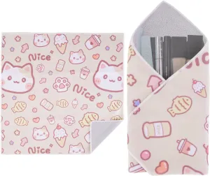 Walking Way Self-Adhesive Magic Cloth Makeup Bag, Portable Protective Cosmetic Pouch, Camera Lens Wrap, Stylish Travel Organizer for Beauty Essentials, Travel, Gifts & Daily Use (Kitty, 17.71 inch)