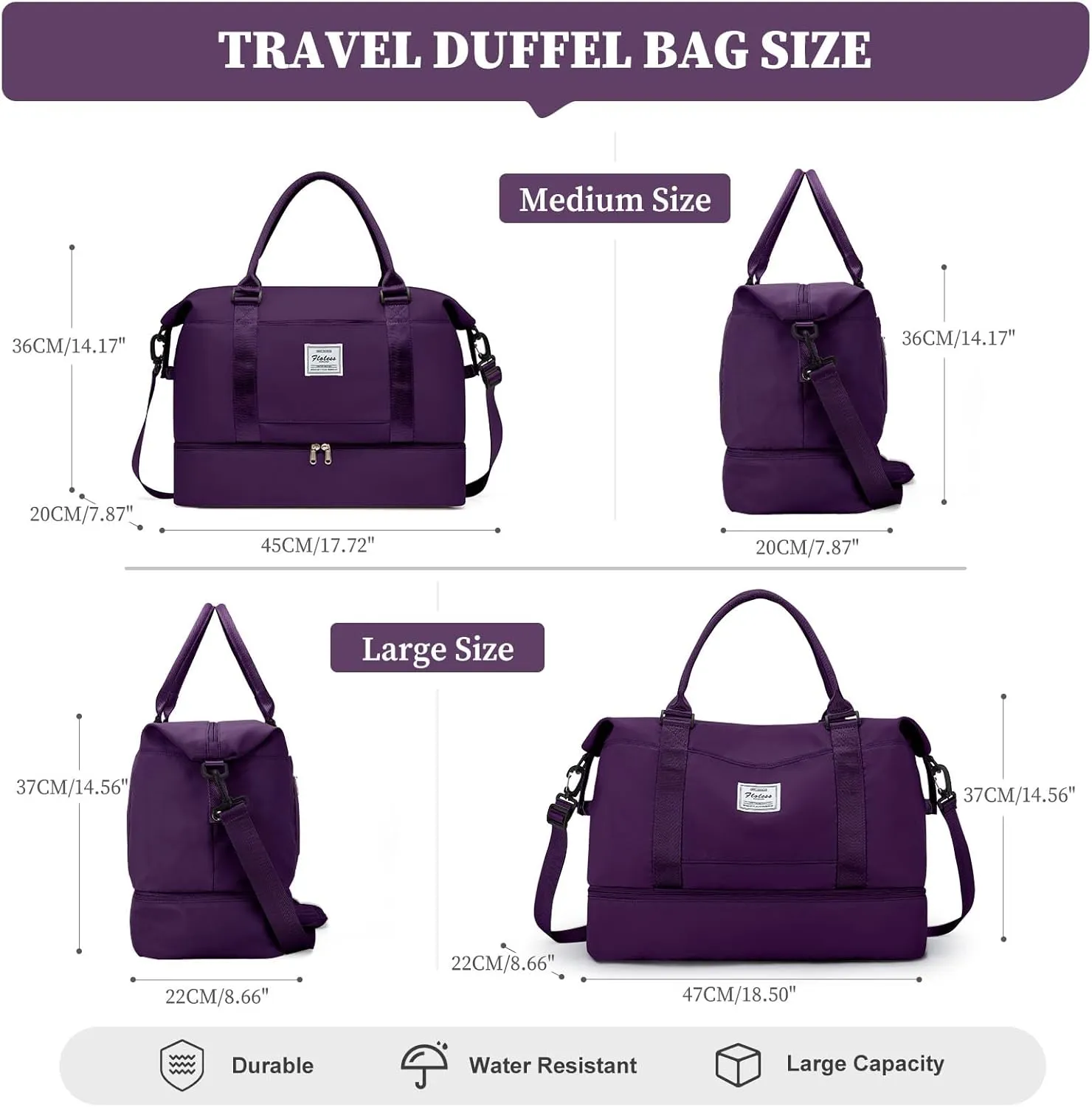 Weekender Bags for Women,Personal Item Travel Bag with Shoes Compartment,Overnight Travel Duffel Bag with Quilted Toiletry Bag