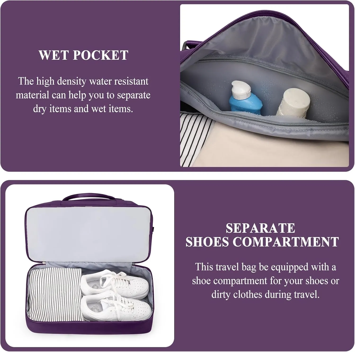 Weekender Bags for Women,Personal Item Travel Bag with Shoes Compartment,Overnight Travel Duffel Bag with Quilted Toiletry Bag