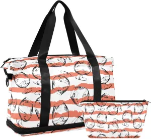 Weekender Overnight Bags for Women Drink Alcohol Travel Duffel Bag with Shoe Compartments Gym Duffel Bag with Toiletry Bag for Travel Sport Yoga 17 Inch