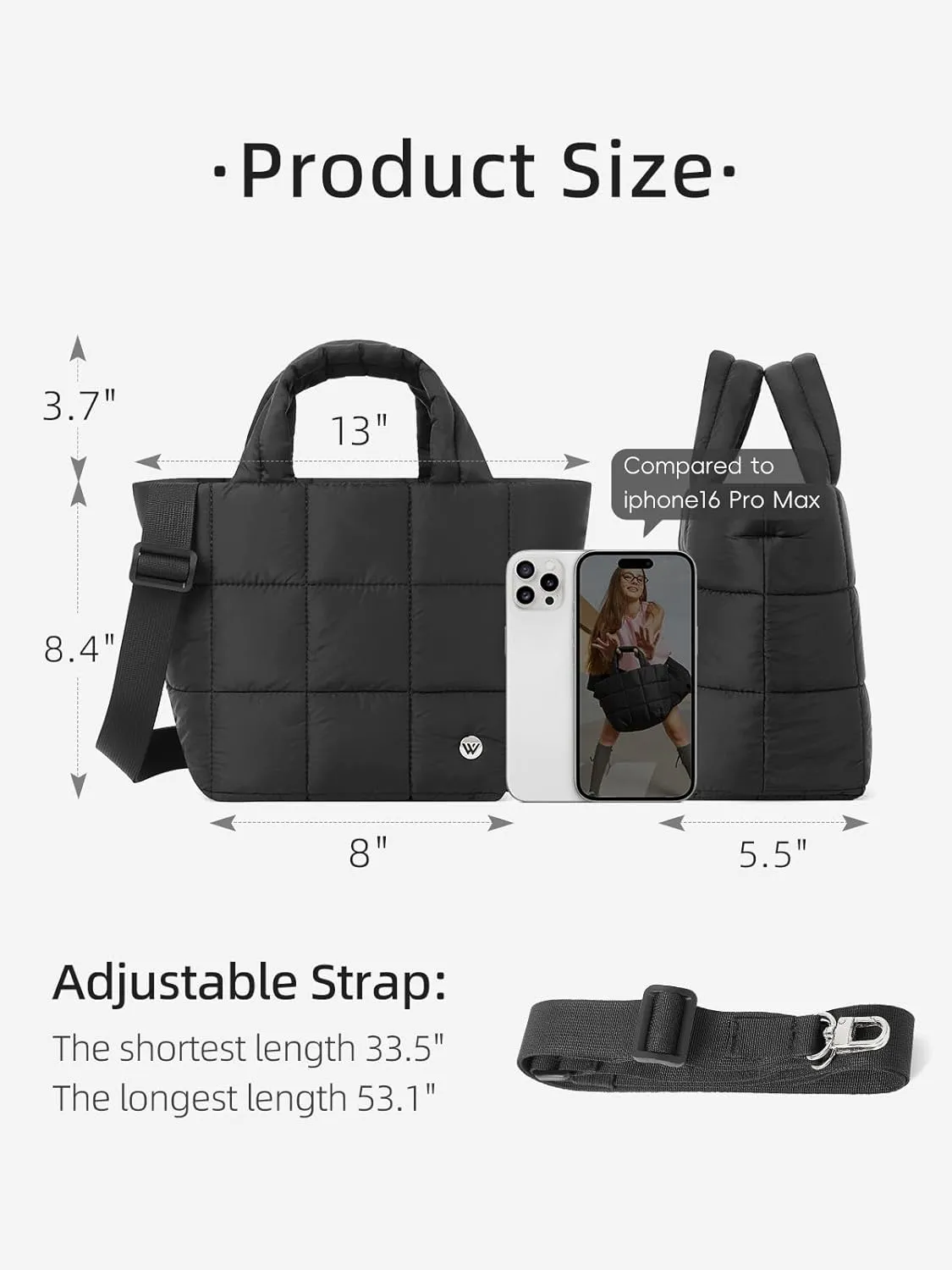 WESTBRONCO Small Puffer Bag Quilted Crossbody Bags for Women Puffy Purse Nylon Shoulder Handbag with Adjustable Strap
