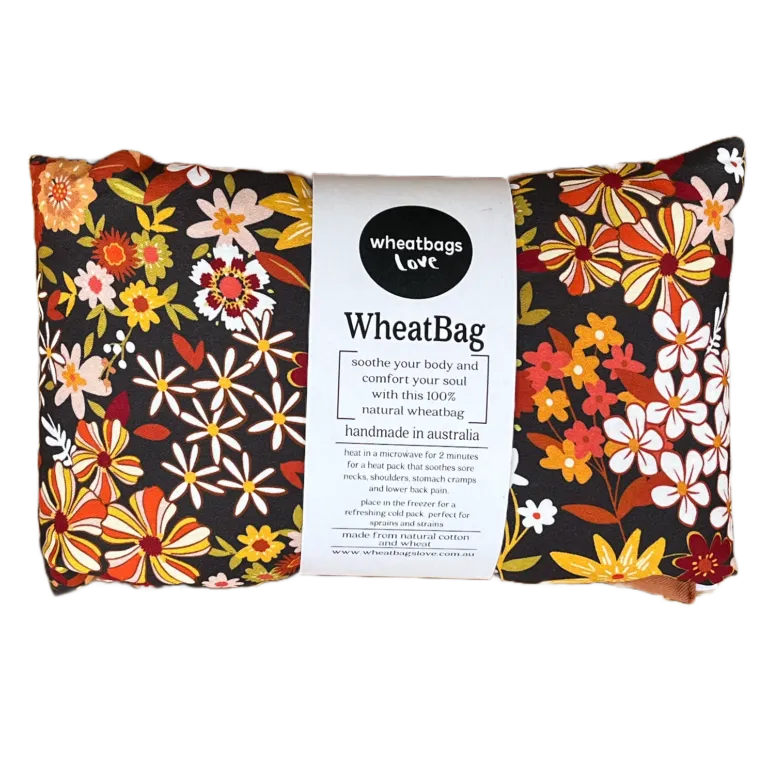 WHEAT BAG GROOVY FLOWERS BLACK