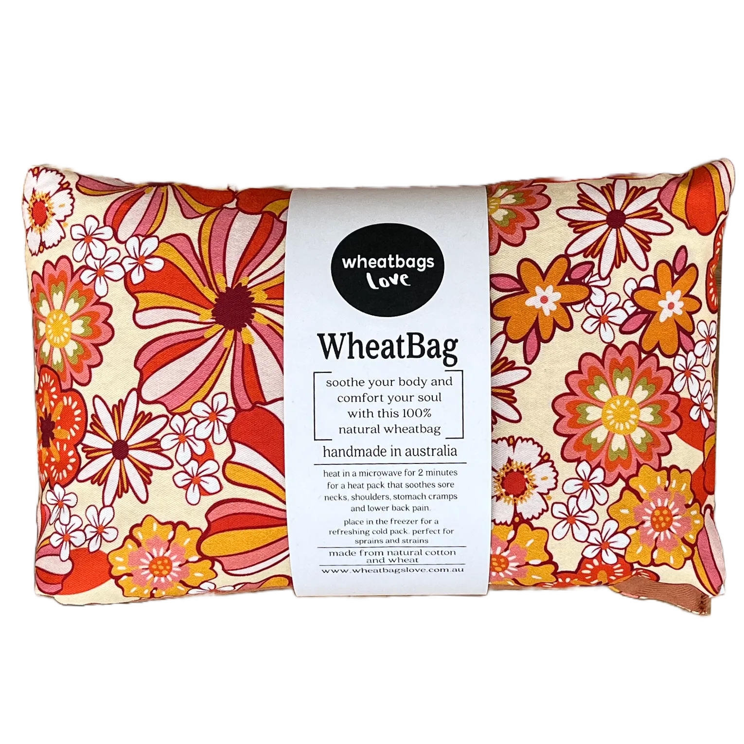 WHEAT BAG GROOVY FLOWERS ORANGE - NO SCENT