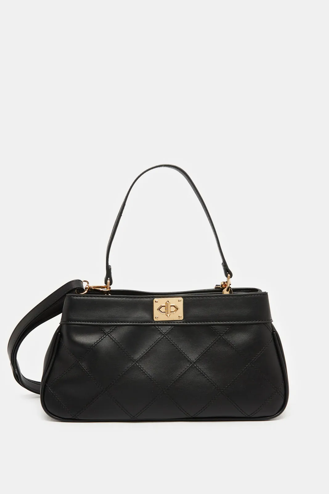 Women Black Quilted Day Bag