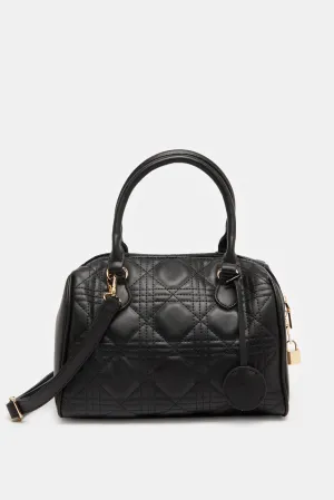Women Black Quilted Day Bag