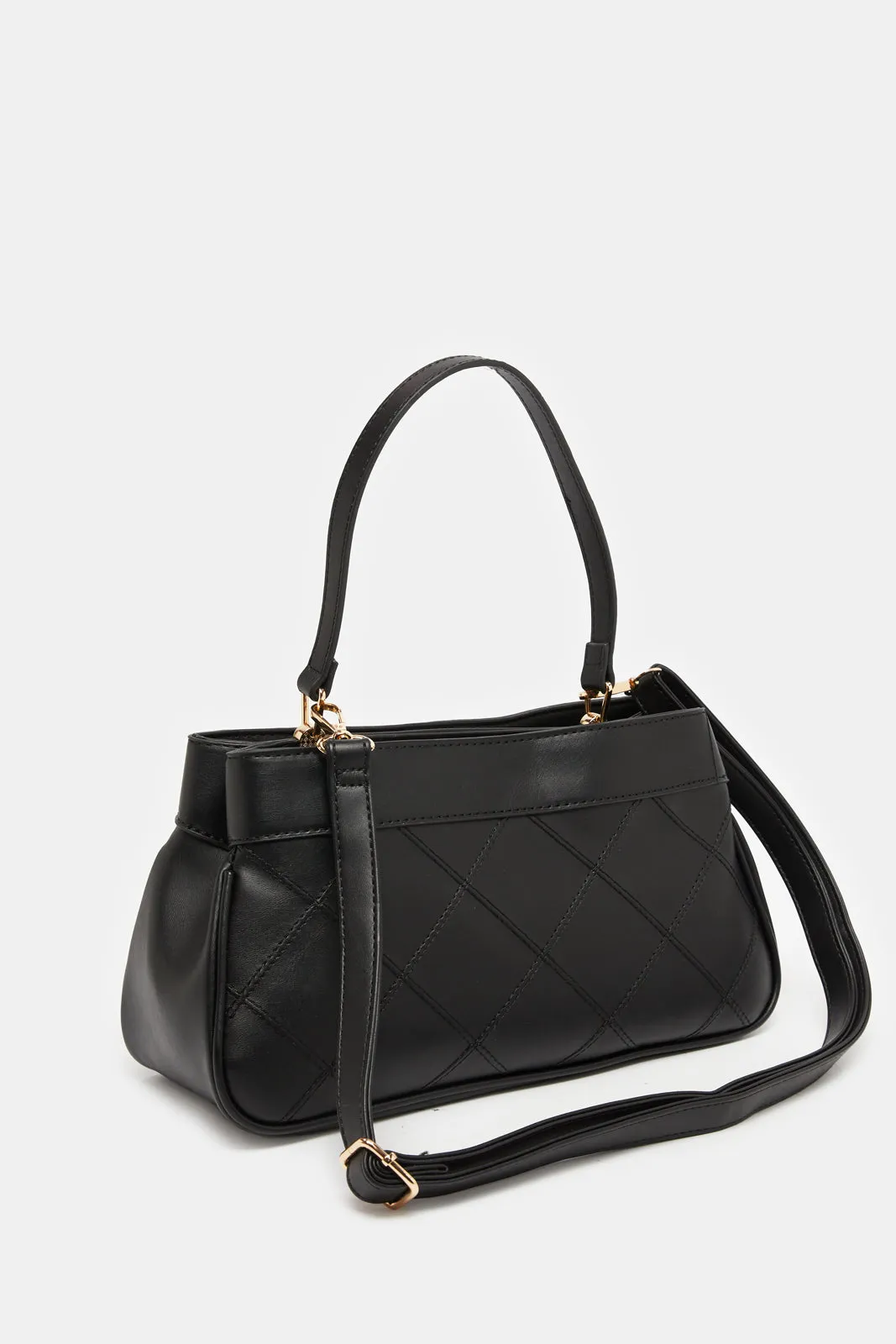 Women Black Quilted Day Bag