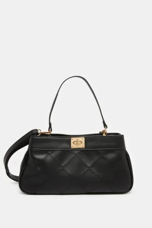 Women Black Quilted Day Bag