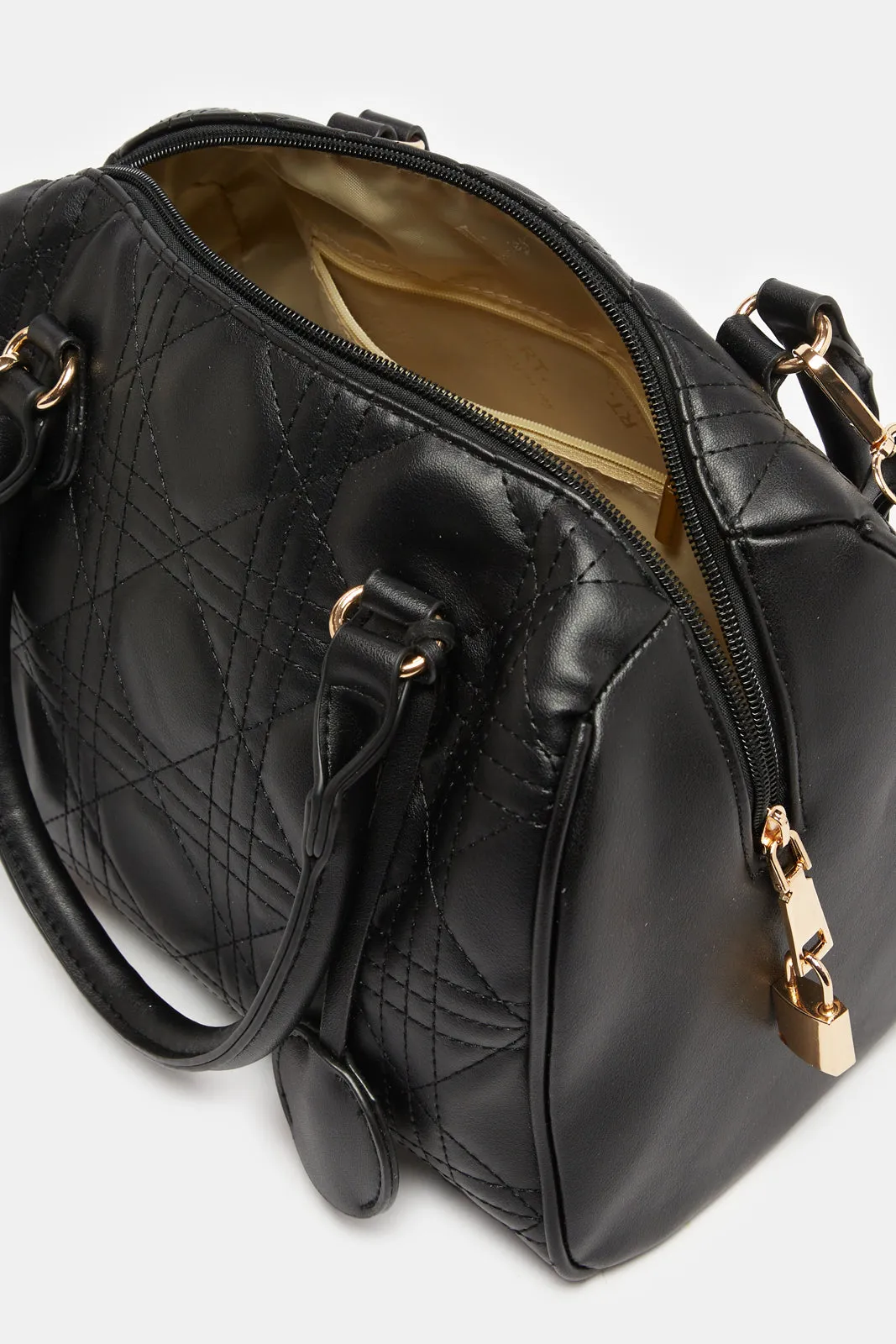 Women Black Quilted Day Bag