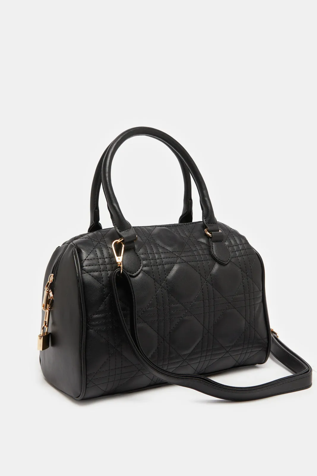 Women Black Quilted Day Bag