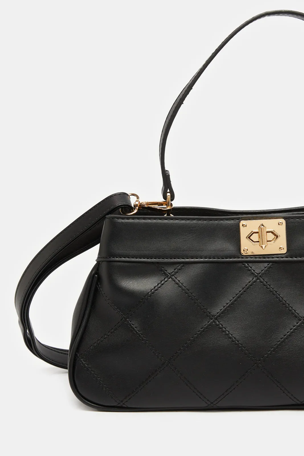 Women Black Quilted Day Bag