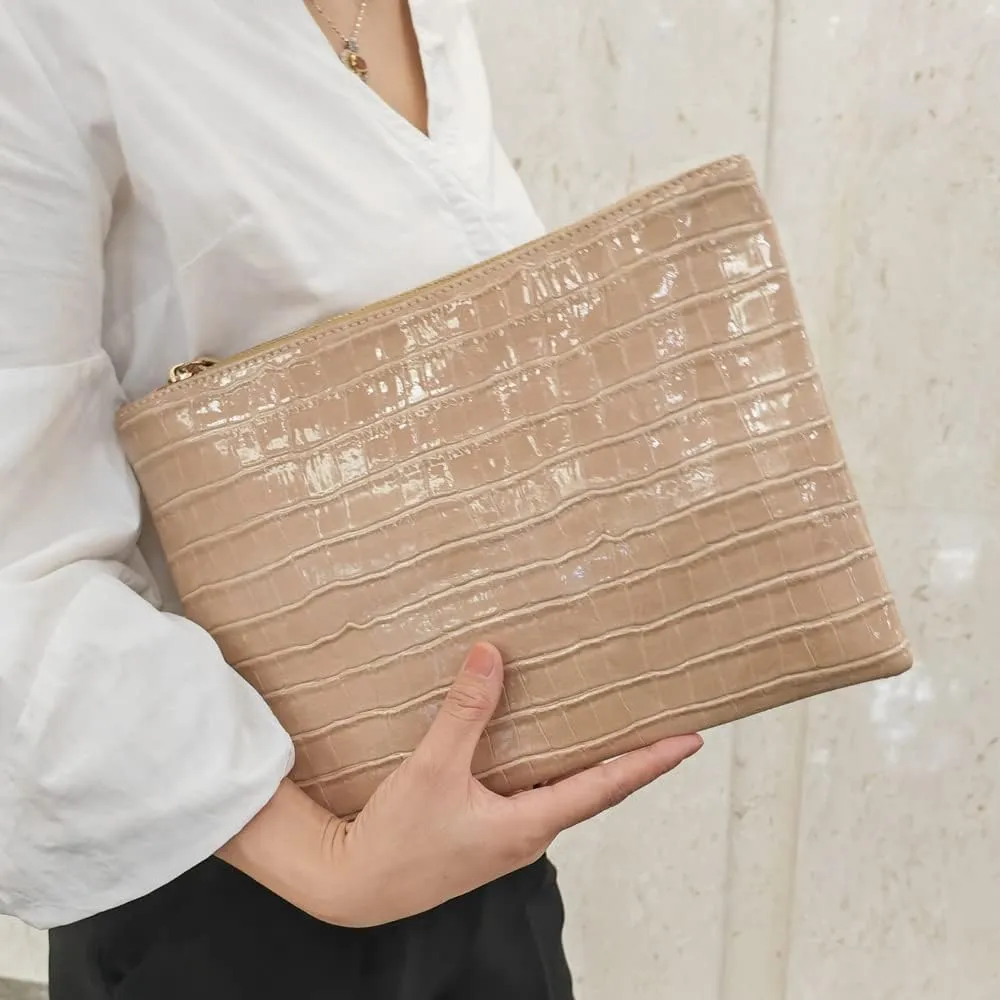 Women Envelope Clutch Purse Bag Fashion Crocodile Embossed PU leather Oversized Ladies Evening Party Clutches