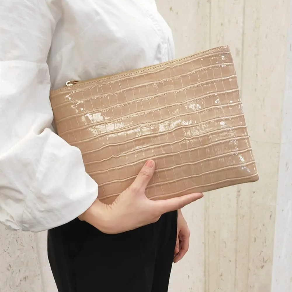 Women Envelope Clutch Purse Bag Fashion Crocodile Embossed PU leather Oversized Ladies Evening Party Clutches