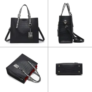 Women Fashion Crocodile Pattern Handbag Snakeskin Top Handle Tote Purse Shoulder Crossbody Bag