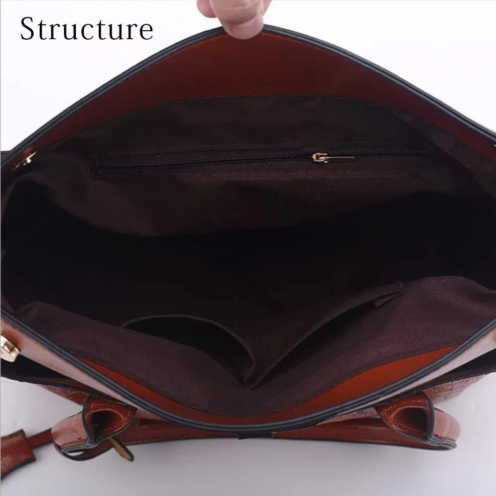 Women Fashion Tote Bag Crocodile Texture Handbag And Purses Ladies Shoulder Bag Satchel Work Top Handle Bag