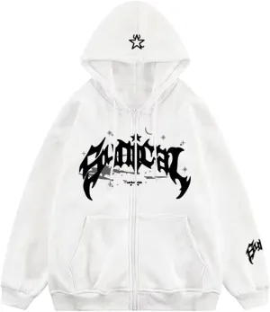 Women Men Cross Graphic Hoodies Y2K Jacket Fashion Aesthetic Sweatshirt Gothic Long Sleeve Letter Print Hoodies