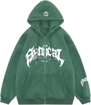Women Men Cross Graphic Hoodies Y2K Jacket Fashion Aesthetic Sweatshirt Gothic Long Sleeve Letter Print Hoodies