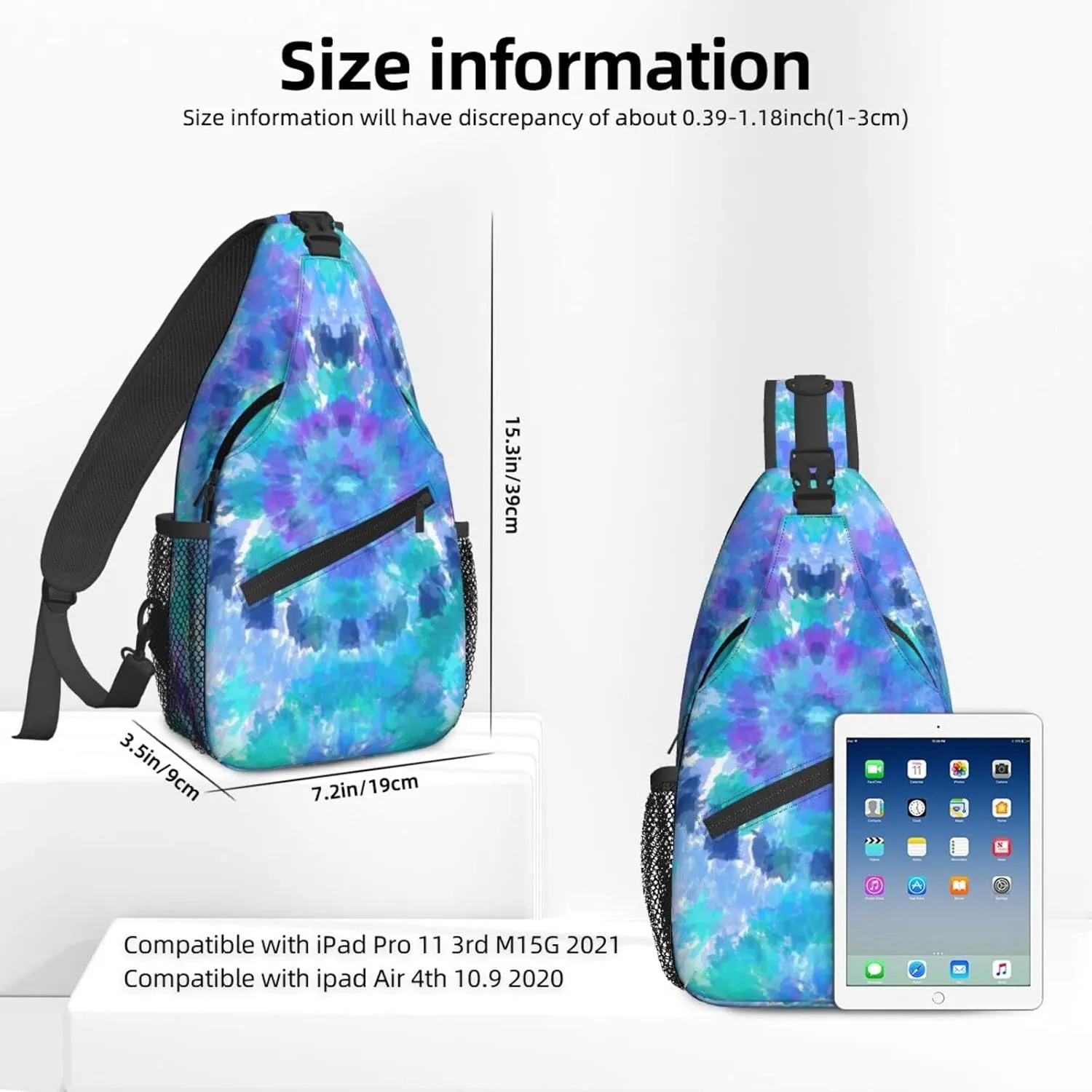 Women Seamless Tie Dye Circles Crossbody Sling Backpack for Men Chest Bag Shoulder Bag Lightweight One Strap Backpack Travel Outdoor Daypack