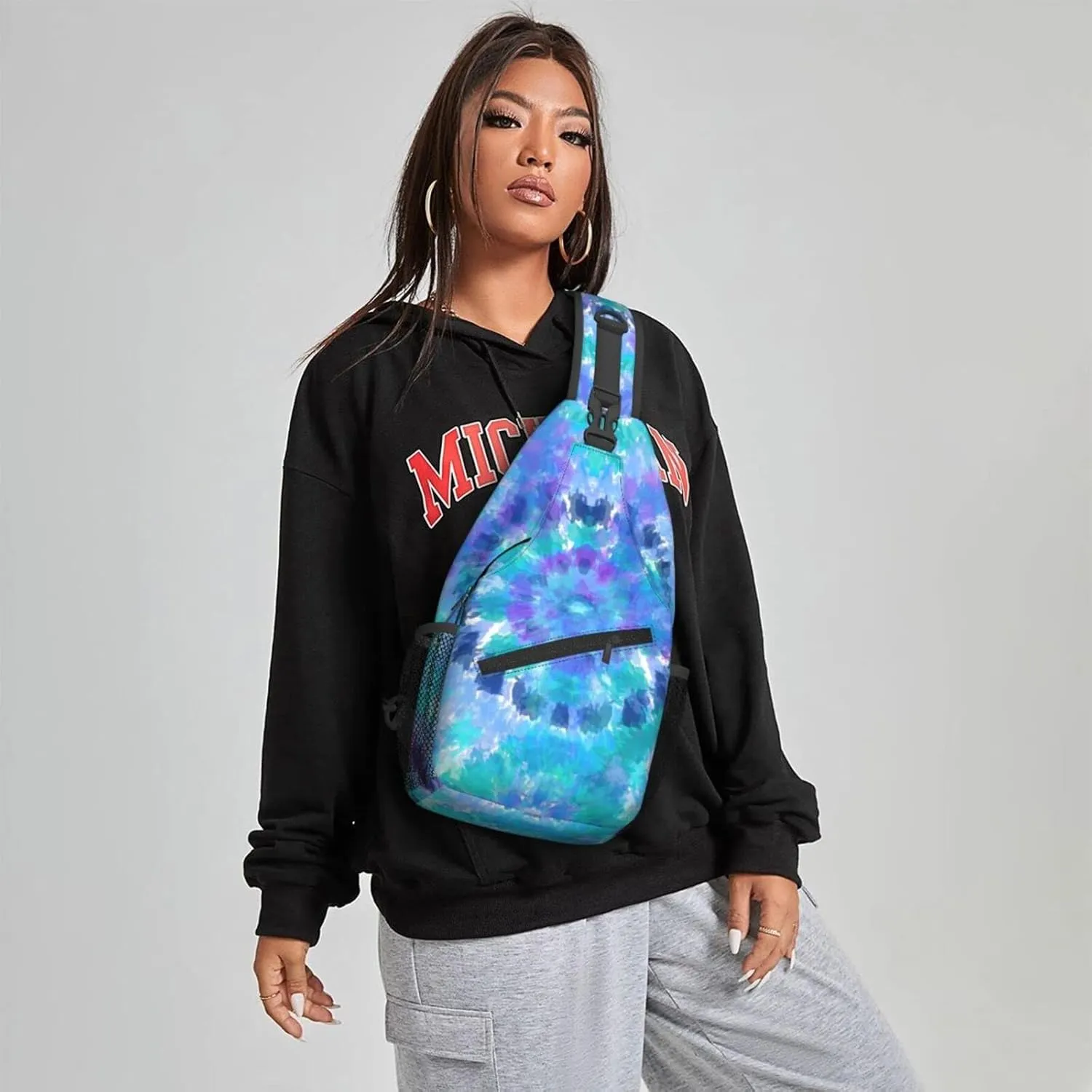 Women Seamless Tie Dye Circles Crossbody Sling Backpack for Men Chest Bag Shoulder Bag Lightweight One Strap Backpack Travel Outdoor Daypack
