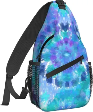 Women Seamless Tie Dye Circles Crossbody Sling Backpack for Men Chest Bag Shoulder Bag Lightweight One Strap Backpack Travel Outdoor Daypack