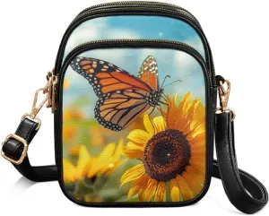 Women Small Crossbody Bags PU Leather Handbags, Animals Print Travel Wallet Zipper Phone Pouch Adjustable Strap