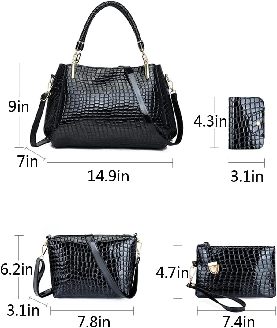 Women Tote Bag Crocodile Pattern Bucket Bag Shoulder Bags Top Handle Bag Purse