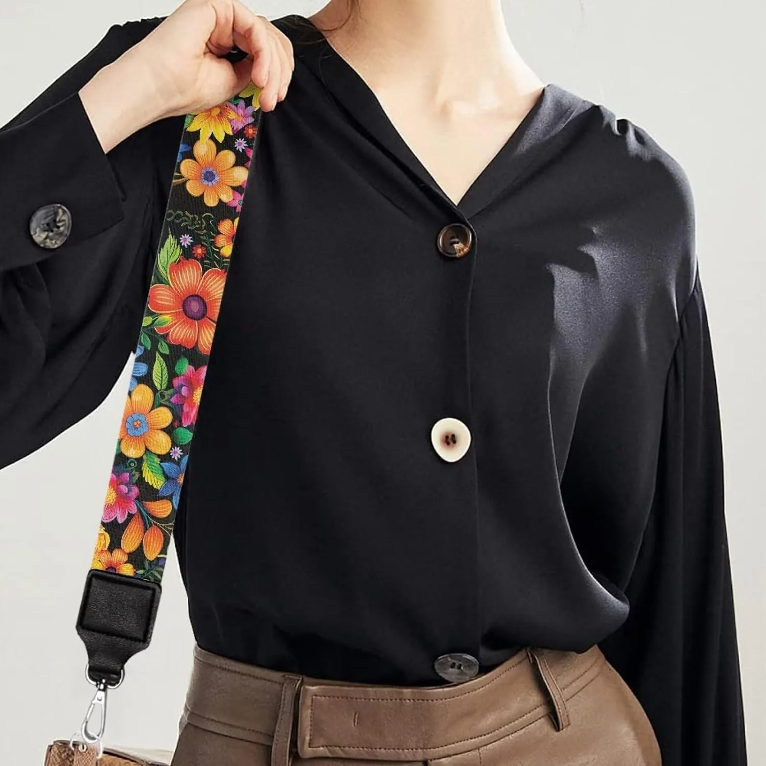 Women's Bag Strap, Adjustable Replacement Straps Cross Body Bag Purse, Colorful Flower Handbags Tote Bags Straps