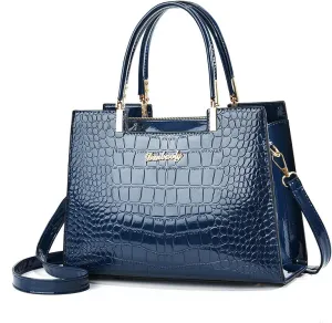 Women's Crocodile Skin Patterned Shoulder Bag, Laptop Bag with Large Capacity, Versatile Briefcase