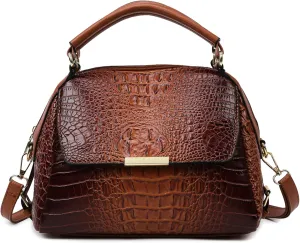 Women's Crocodile Style Handbags: Fashionable Large Capacity Tote Bags with Adjustable Shoulder Strap