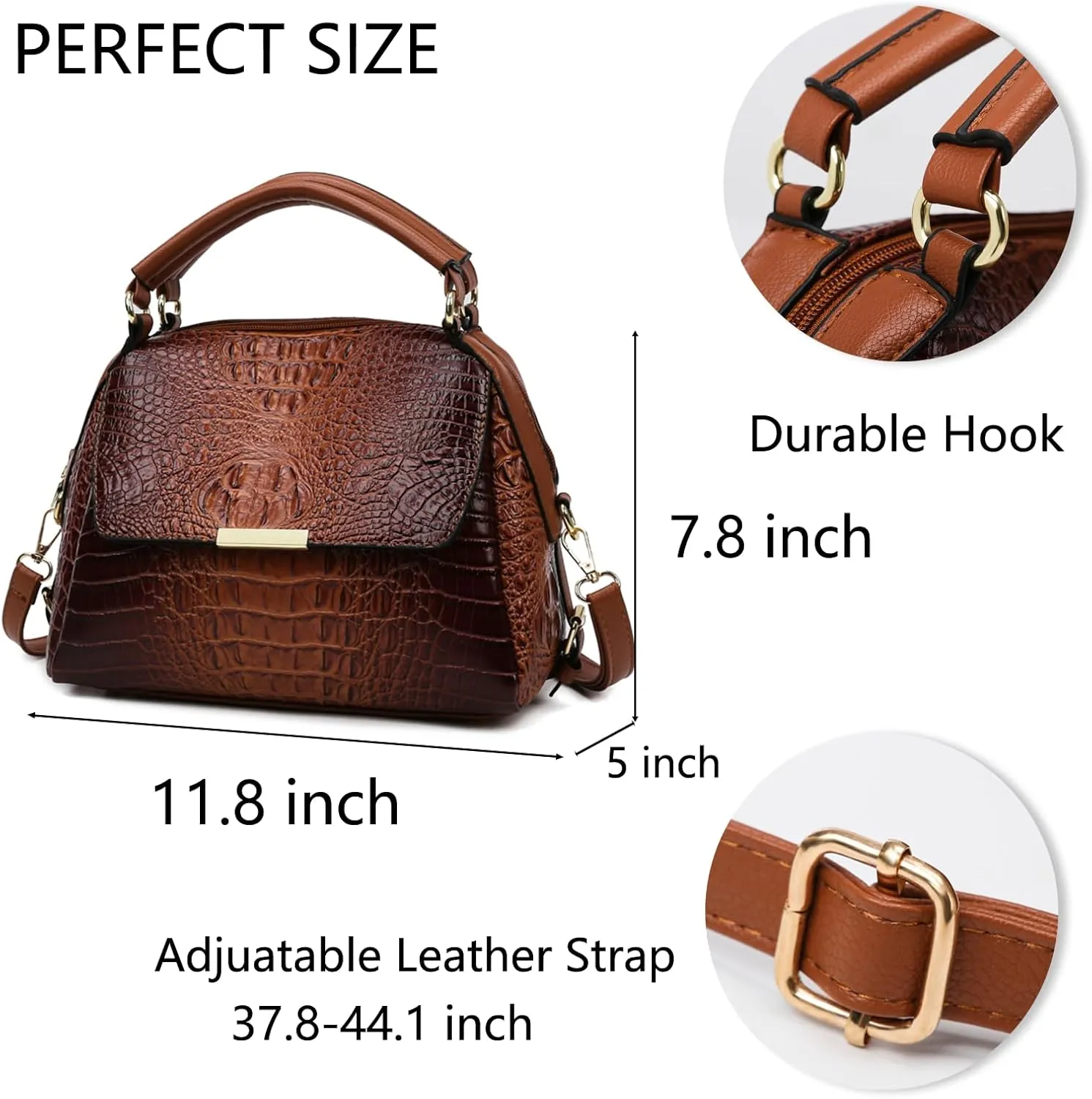 Women's Crocodile Style Handbags: Fashionable Large Capacity Tote Bags with Adjustable Shoulder Strap