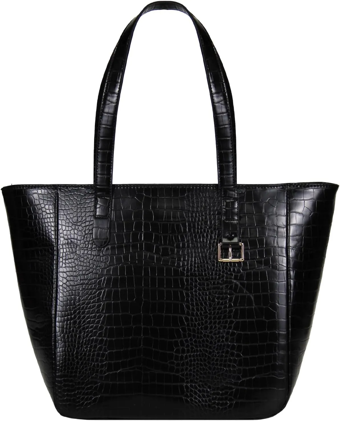 Women'S Faux Leather Tote Bag Shopper Handbag Black Crocodile Shoulder Tote Bag With Zipper