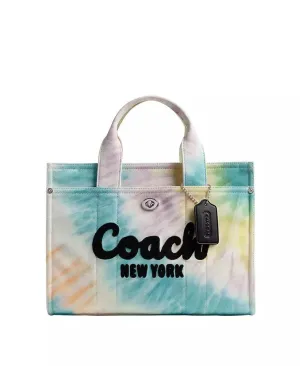 Women's Zip Top Cargo Tote Bag with Rainbow Tie-dye