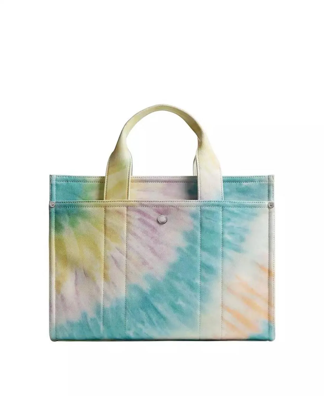 Women's Zip Top Cargo Tote Bag with Rainbow Tie-dye