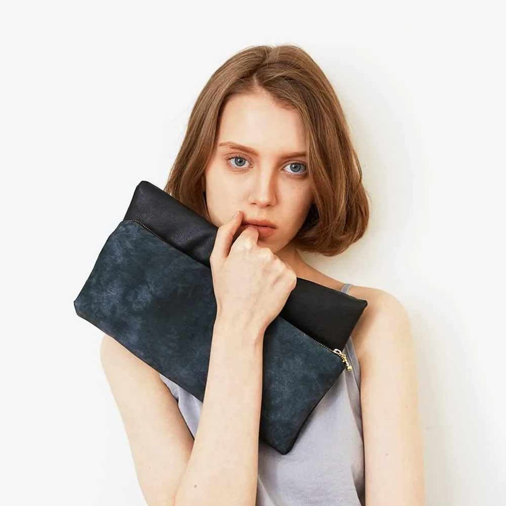 Wristlet Clutch Bag Two-Sided Fold Over Clutch For Women Tie-Dye Pattern Casual Clutch, Oeko-Tex Certified Vegan Leather