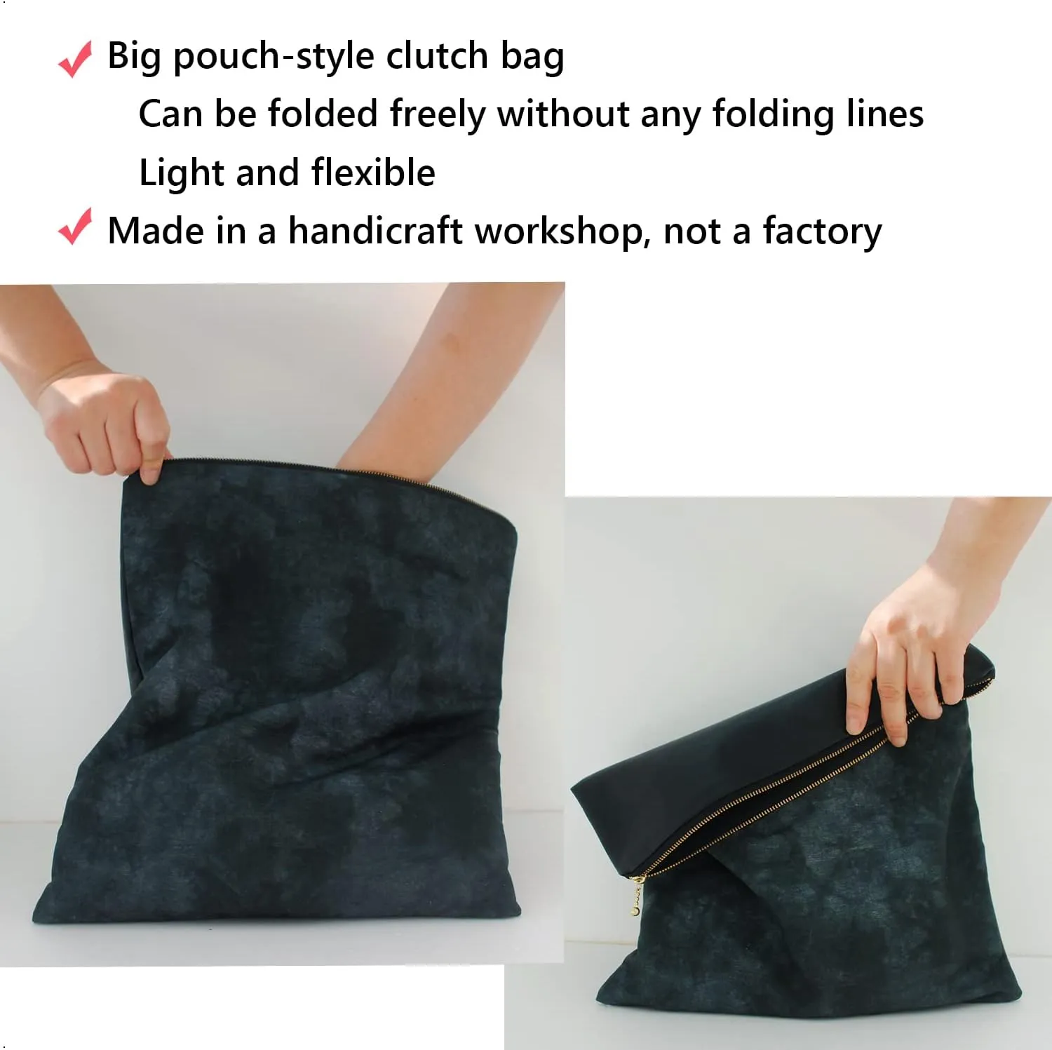 Wristlet Clutch Bag Two-Sided Fold Over Clutch For Women Tie-Dye Pattern Casual Clutch, Oeko-Tex Certified Vegan Leather