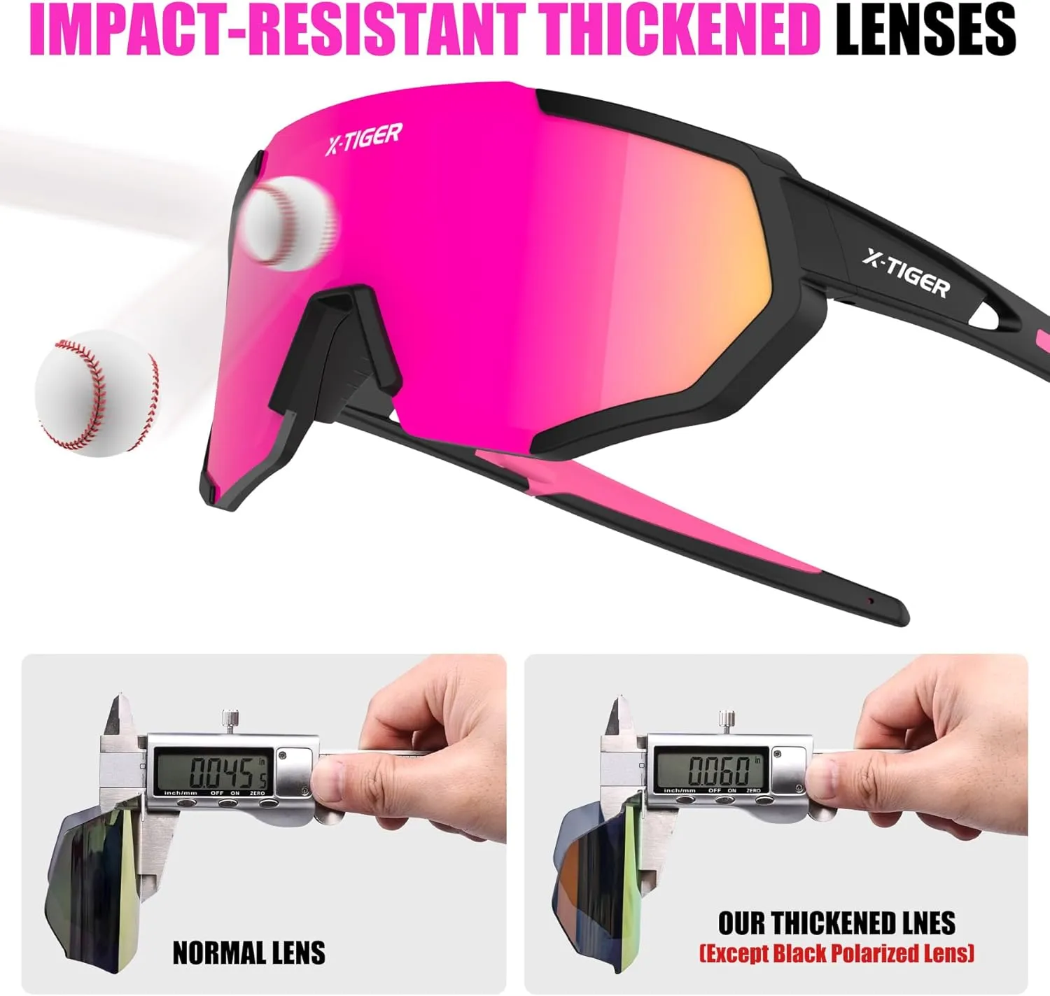 X-TIGER Polarized Sports Sunglasses with 5 Interchangeable Lenses,Mens Womens Cycling Bike Glasses,Baseball Running Fishing