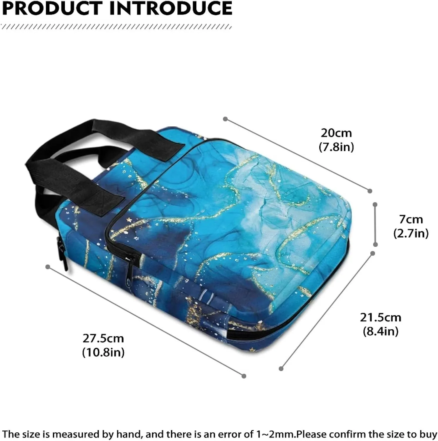 Xoenoiee Blue Marble Print Tote Bible Bag Bible Case for Women Bible Covers for Men Bible Bags Bible Carrying Case with Handle and Zipper Pocket