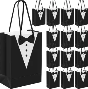 Yexiya 48 Pieces Groomsmen Gift Bags Tuxedo with Handle Groomsmen Paper Gift Bags for Wedding Party Favor Anniversary Supplies