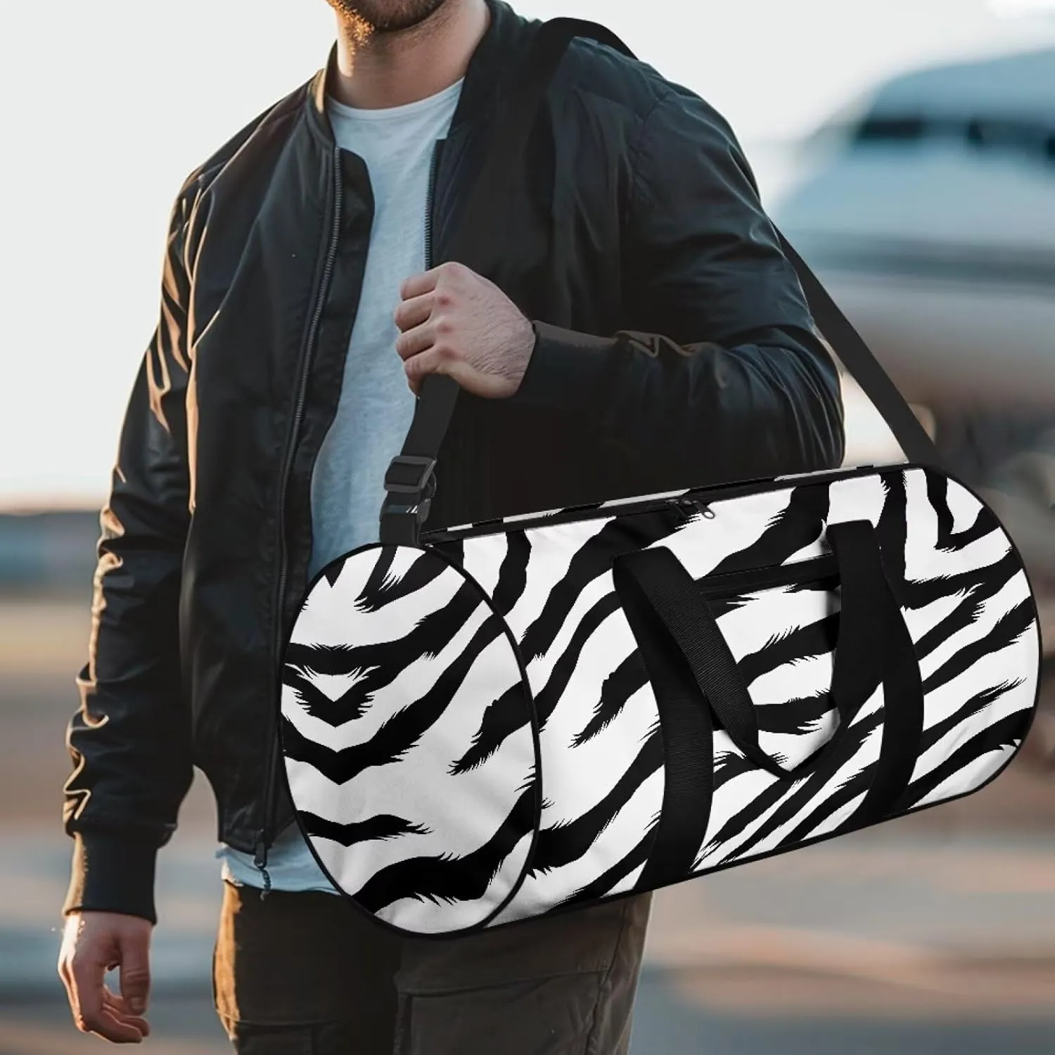 Zebra Grain Duffle Bag for Travel Large Travel Bags for Women Stylish Tote Carry On Luggage Bag Personal Item Bag for Airlines Easy to Carry